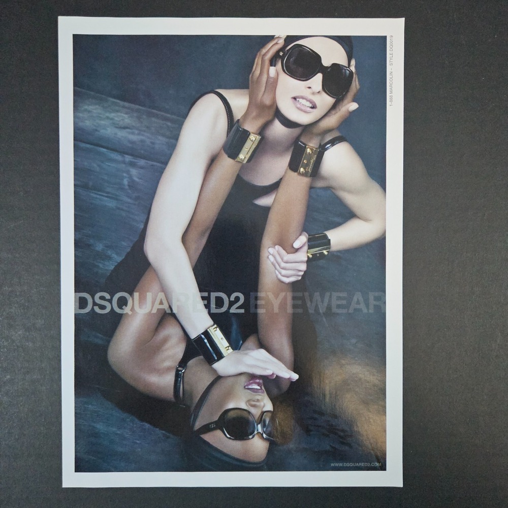2009 DSQUARED2 Eyewear Sunglasses Print Ad Women Wrestling Black Gold Bracelets